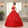 Real Photo vestido de noiva de 2017 New Koreal Style Flowers Strapless Pink Red Princess bridal Wedding Dress Lace Up Ball Gown
