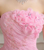 Real Photo vestido de noiva de 2017 New Koreal Style Flowers Strapless Pink Red Princess bridal Wedding Dress Lace Up Ball Gown