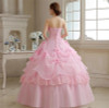 Real Photo vestido de noiva de 2017 New Koreal Style Flowers Strapless Pink Red Princess bridal Wedding Dress Lace Up Ball Gown