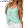 S-3XL Women Sexy Solid Tank Top Fashion Sleeveless V Neck Chiffion Loose Caimisole Tank Top Ladies Plus Size Vest Camisole Tank