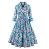 S- 4XL Women Dress Vintage 1950s 60s Rockabilly Floral Print Autumn Three Quarter Elegant Plus Size Dresses Tunic Vestidos