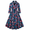 S- 4XL Women Dress Vintage 1950s 60s Rockabilly Floral Print Autumn Three Quarter Elegant Plus Size Dresses Tunic Vestidos