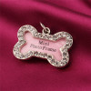 S Size Dog Name Tags And Collars Stainless Steel Cat ID Tags Personalized Bone Shaped Dog Tag Pink Dogs Pet Supplies