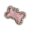 S Size Dog Name Tags And Collars Stainless Steel Cat ID Tags Personalized Bone Shaped Dog Tag Pink Dogs Pet Supplies