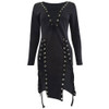 S - XXXL Plus Size Women Party Dresses 2017 Autumn V Neck Long Sleeve Lace Up Mini Dress Sexy Split Night Club Bandage Dress