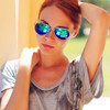 Retro Flash Mirrored Lens Metal Aviator Sunglasses