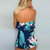 2017 Summer Mini Playsuit Women Elegant Fresh Printing Sexy Slash Neck Elastic Waist Jumpsuit Holiday Beach Shorts Playsuits