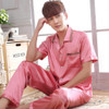 2017 Summer Men Silk Pajamas Sets Sleepwear Short Sleeve Pyjamas Loungewear Plus Size 3XL Casual Thin Plus Size lounge Set