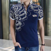2017 New Men POLO Shirt Fashion Flower Print Polo Homme Slim Fit Short-sleeve Camisa Polo Men Summer Tops&Tees MT497