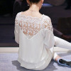 2017 New Ladies Girl Women 3\4 Sleeve Lace Hollow Out Casual Chiffon Blouse Crop Tops Hot Sale Y15