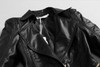 2017 New Fashion PU Jacket Lace Patchwork Slim Women Jacket Pu Leather V-neck Short Outwear Coat S352