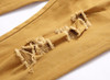 2017 New Fashion Khaki Color Jeans Men Slim Knee zipper Designer Soft Denim Jeans homme Wholesale Ripped Jeans For Men