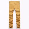 2017 New Fashion Khaki Color Jeans Men Slim Knee zipper Designer Soft Denim Jeans homme Wholesale Ripped Jeans For Men