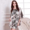 2016 Summer Silk Sexy Nightgowns Women Elegant Sleepshirts Printed Plus Size Lounge Butterfly Sleeves Coffee Female Nightdress