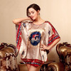 2016 Summer Silk Sexy Nightgowns Women Elegant Sleepshirts Printed Plus Size Lounge Butterfly Sleeves Coffee Female Nightdress