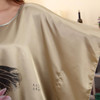 2016 Summer Silk Sexy Nightgowns Women Elegant Sleepshirts Printed Plus Size Lounge Butterfly Sleeves Coffee Female Nightdress