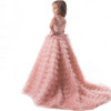 Flower Girl Dresses Tutu Blush Pink Tiered Beading Pearls Kids Evening Gowns Ball Gown Girls First Communion Dresses For Girls