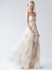 Floral Strapless Waisted Evening Dress