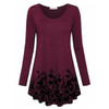 Floral Printed Tunic Tops Long Sleeve A Line Plus Size Blouse