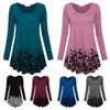 Floral Printed Tunic Tops Long Sleeve A Line Plus Size Blouse