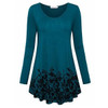 Floral Printed Tunic Tops Long Sleeve A Line Plus Size Blouse