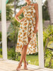 Floral Printed Condole Belt Bohemia Dress