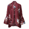Floral Print Lace Chiffon Blouse Shirt Women Open Stitch Flare Sleeve Elegant Ladies Blouses Loose Top Female Shirts Blusas 2017