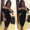 2016 New Ruffles Slash Neck Summer Dress Women Off Shoulder Casual Dress Sexy Vestidos Black Red Blue Club Party Dresses