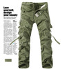 2016 New Men Workout Style Multi Pocket Cargo Pants Combat Casual Cotton Loose Long Straight Trousers Plus Size