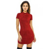2017 Summer Short Sleeve Slim Party Mini Dress Casual Ladies Vestido Vintage Women Brown Tight Faux Suede Bodycon Dresses