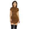 2017 Summer Short Sleeve Slim Party Mini Dress Casual Ladies Vestido Vintage Women Brown Tight Faux Suede Bodycon Dresses