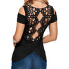 2017 Summer Sexy Women Blusas Vintage Lace Crochet Short Sleeve Hollow Backless Off Shoulder Tee Tops Solid Blouse Shirts