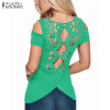 2017 Summer Sexy Women Blusas Vintage Lace Crochet Short Sleeve Hollow Backless Off Shoulder Tee Tops Solid Blouse Shirts