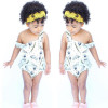 2017 Summer Newborn Baby Girl Romper Clothes Sleeveless Backless Halter Jumpsuit Feather Print Sunsuit Outfits 0-18M