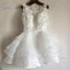 2017 White Floral Appliques Ball Gown Mini Cocktail Dresses Ruffle Short Prom Dress 2017 Formal Party Gowns Robe De Soiree GF109