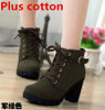 2016 New Autumn Winter Women Boots High Quality Solid Lace-up European Ladies shoes PU Leather Fashion Boots Free Shipping