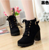 2016 New Autumn Winter Women Boots High Quality Solid Lace-up European Ladies shoes PU Leather Fashion Boots Free Shipping