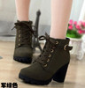 2016 New Autumn Winter Women Boots High Quality Solid Lace-up European Ladies shoes PU Leather Fashion Boots Free Shipping