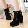 2016 New Autumn Winter Women Boots High Quality Solid Lace-up European Ladies shoes PU Leather Fashion Boots Free Shipping