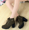 2016 New Autumn Winter Women Boots High Quality Solid Lace-up European Ladies shoes PU Leather Fashion Boots Free Shipping
