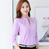 2016 New Arrival Summer Autumn Plus Size Blusas Women Chiffon Shirt Elegant Solid  V-neck  Slim Casual Women Blouses 881B 37