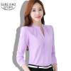 2016 New Arrival Summer Autumn Plus Size Blusas Women Chiffon Shirt Elegant Solid  V-neck  Slim Casual Women Blouses 881B 37