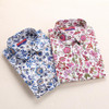 2016 New Arrival Shirt Women Cotton Long Sleeve Ladies Blouses Print Turn-down Collar Top Women Breathable Plus Size Ladies Tops