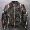 2016 New Arrival men's Vintage genuine cowskin motorcycle leather jacket with Skulls Avirex fly biker jacket for men black XXXL