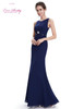 Ever Pretty Evening Dresses HE08691NB Women's Elegant Navy Blue Long Floor length Evening Party Dresses vestidos