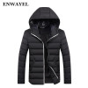 ENWAYEL Autumn Winter Hooded Casual Wadde Parka Men Jacket Coat Outerwear Fashion Hood Padded Quilted Warm Male Jackets DQ6679