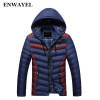 ENWAYEL Autumn Winter Fashion Hood Padded Quilted Headset Men Jacket Coat Warm Male Jackets Parka Hooded Casual Wadded Outerwear