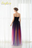 Gradient Prom Dresses Sweetheart Chiffon Ruched Long Omre Evening Party Dresses Colorful Graduation Party Gowns robe de soiree