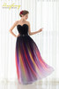 Gradient Prom Dresses Sweetheart Chiffon Ruched Long Omre Evening Party Dresses Colorful Graduation Party Gowns robe de soiree