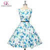 Grace Karin Womens Cocktail Dresses Summer style Floral Print Retro Vintage 50s Casual Party Rockabilly Dress Vestidos Femininos
